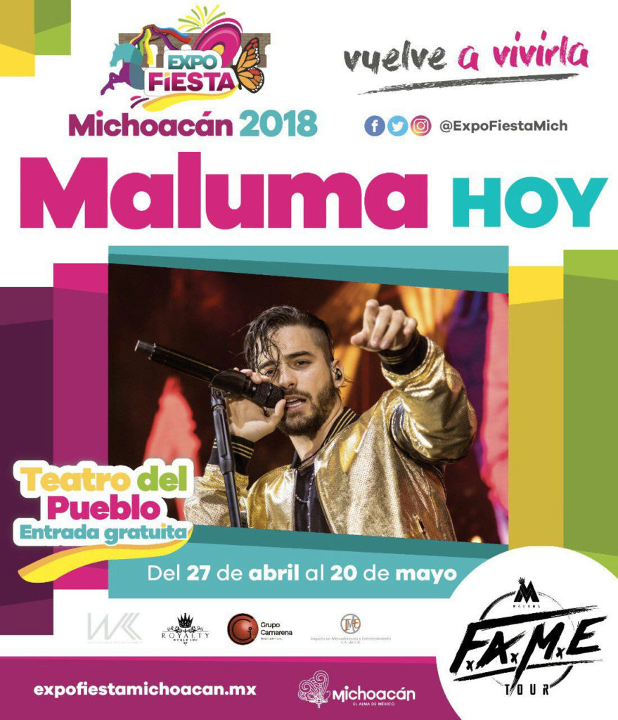 Esta noche, Maluma en la Expo Fiesta Michoacán 2018 Esta noche, Maluma en la Expo Fiesta Michoacán 2018